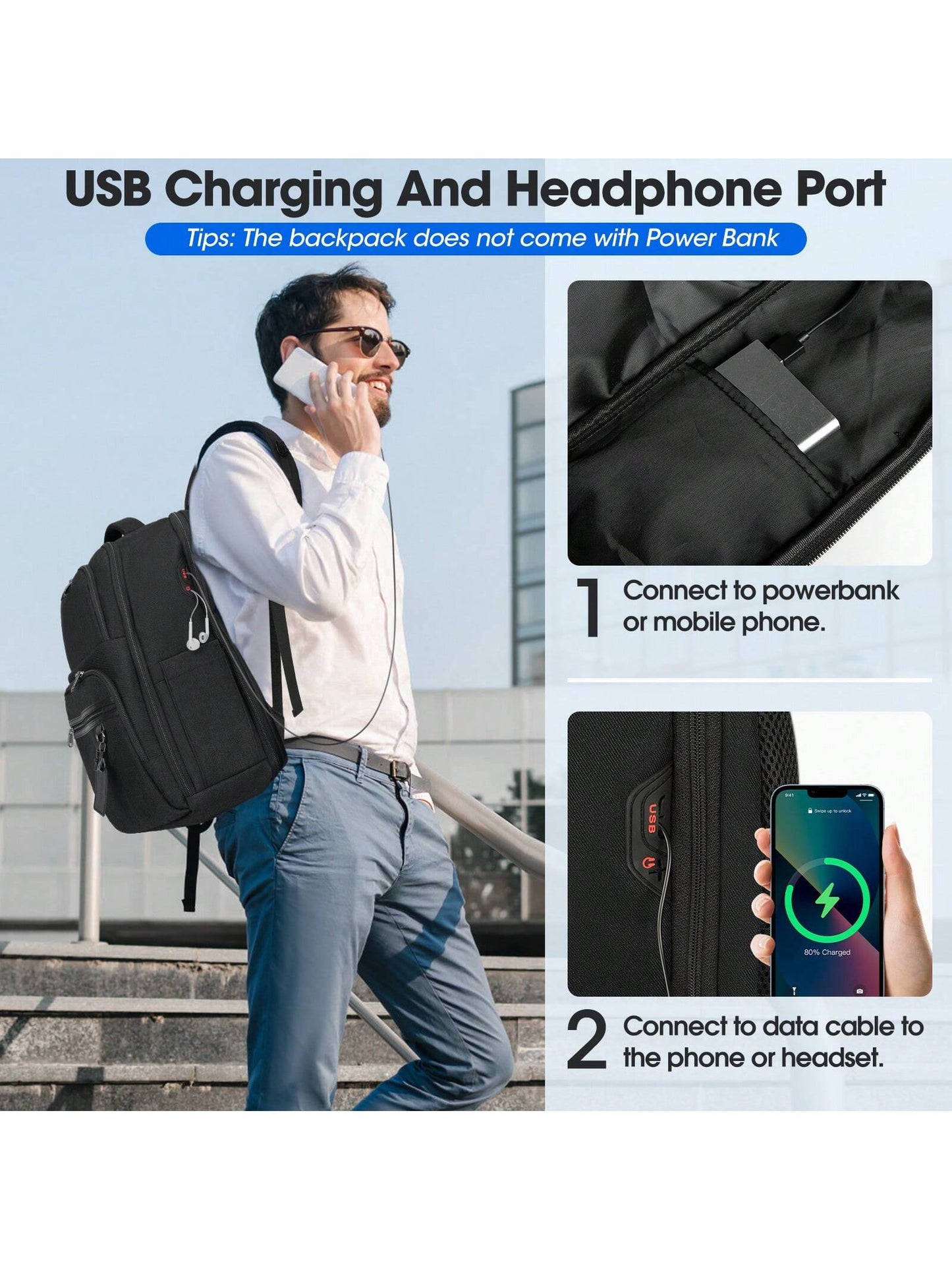 Laptop Backpack 17 Inch Large Business Travel Backpacks for Men Women Waterproof Computer Backpack for Work College Bookbag TSA Friendly Carry on Backpack with USB Port