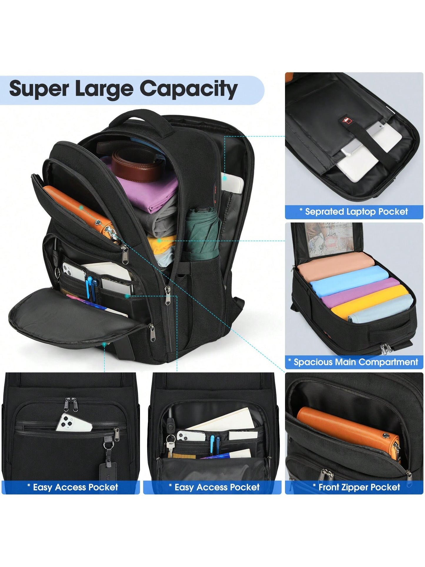 Laptop Backpack 17 Inch Large Business Travel Backpacks for Men Women Waterproof Computer Backpack for Work College Bookbag TSA Friendly Carry on Backpack with USB Port