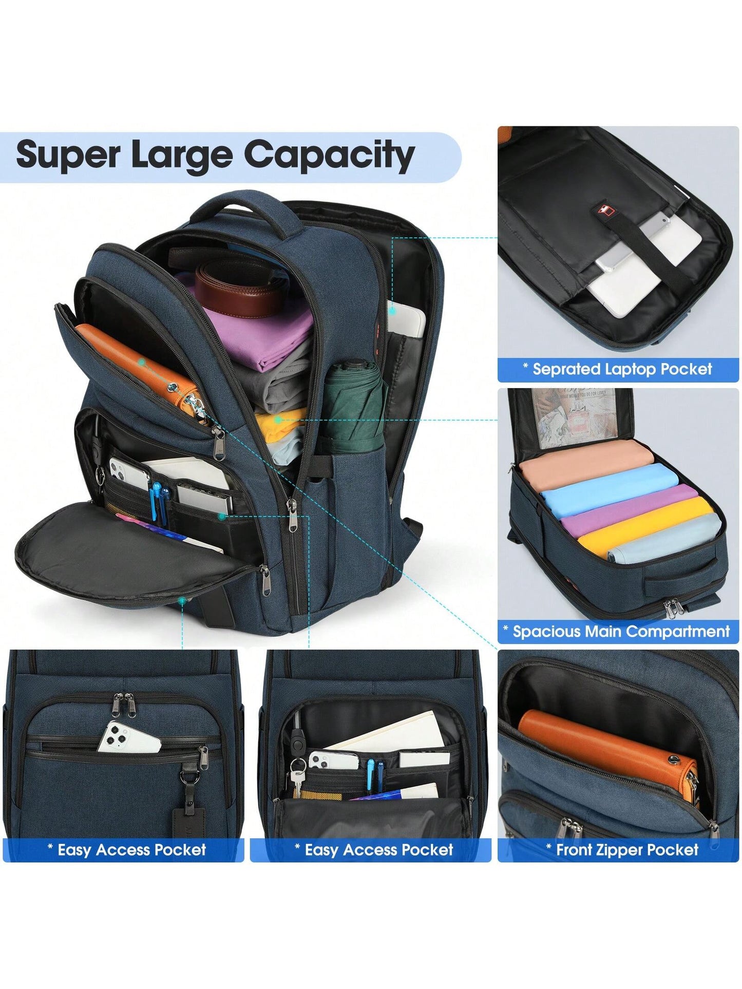 Laptop Backpack 17 Inch Large Business Travel Backpacks for Men Women Waterproof Computer Backpack for Work College Bookbag TSA Friendly Carry on Backpack with USB Port
