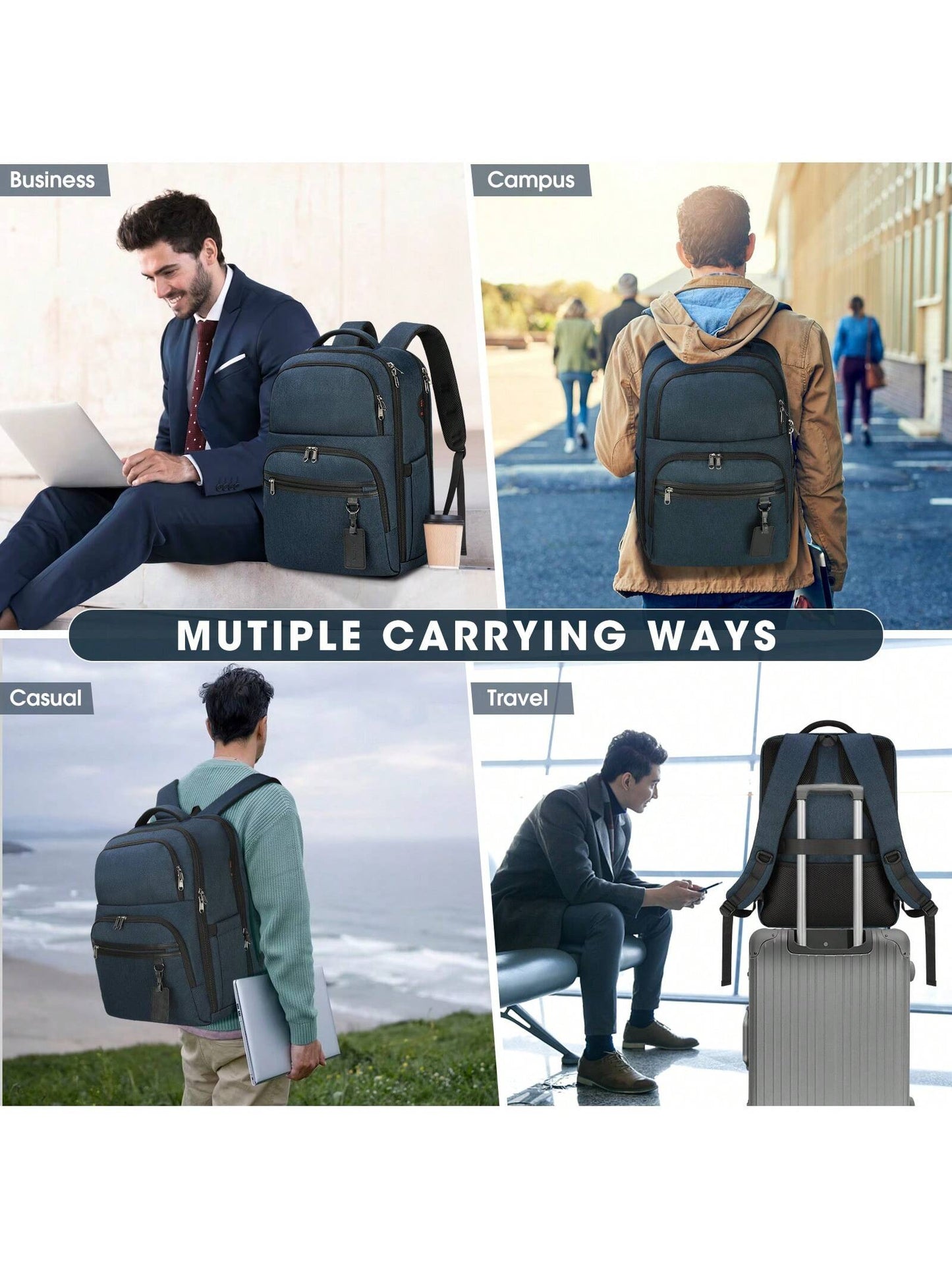 Laptop Backpack 17 Inch Large Business Travel Backpacks for Men Women Waterproof Computer Backpack for Work College Bookbag TSA Friendly Carry on Backpack with USB Port
