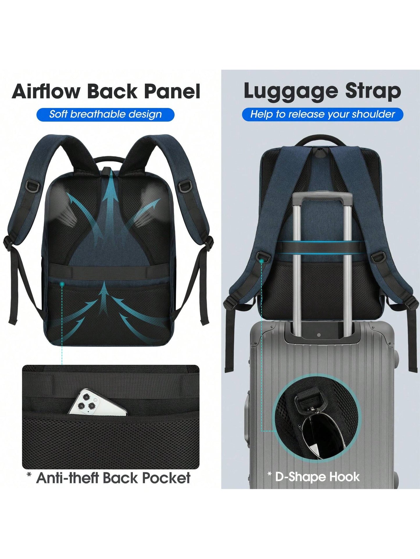 Laptop Backpack 17 Inch Large Business Travel Backpacks for Men Women Waterproof Computer Backpack for Work College Bookbag TSA Friendly Carry on Backpack with USB Port