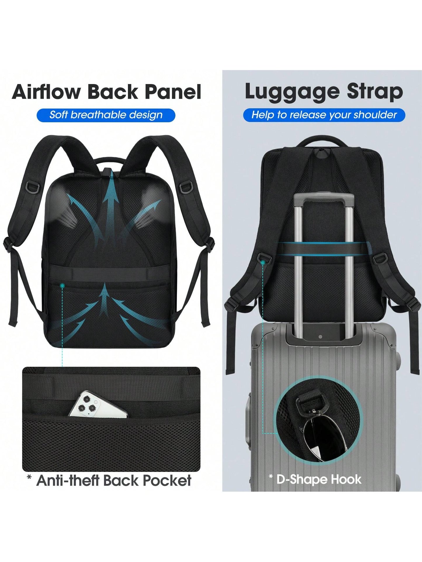 Laptop Backpack 17 Inch Large Business Travel Backpacks for Men Women Waterproof Computer Backpack for Work College Bookbag TSA Friendly Carry on Backpack with USB Port