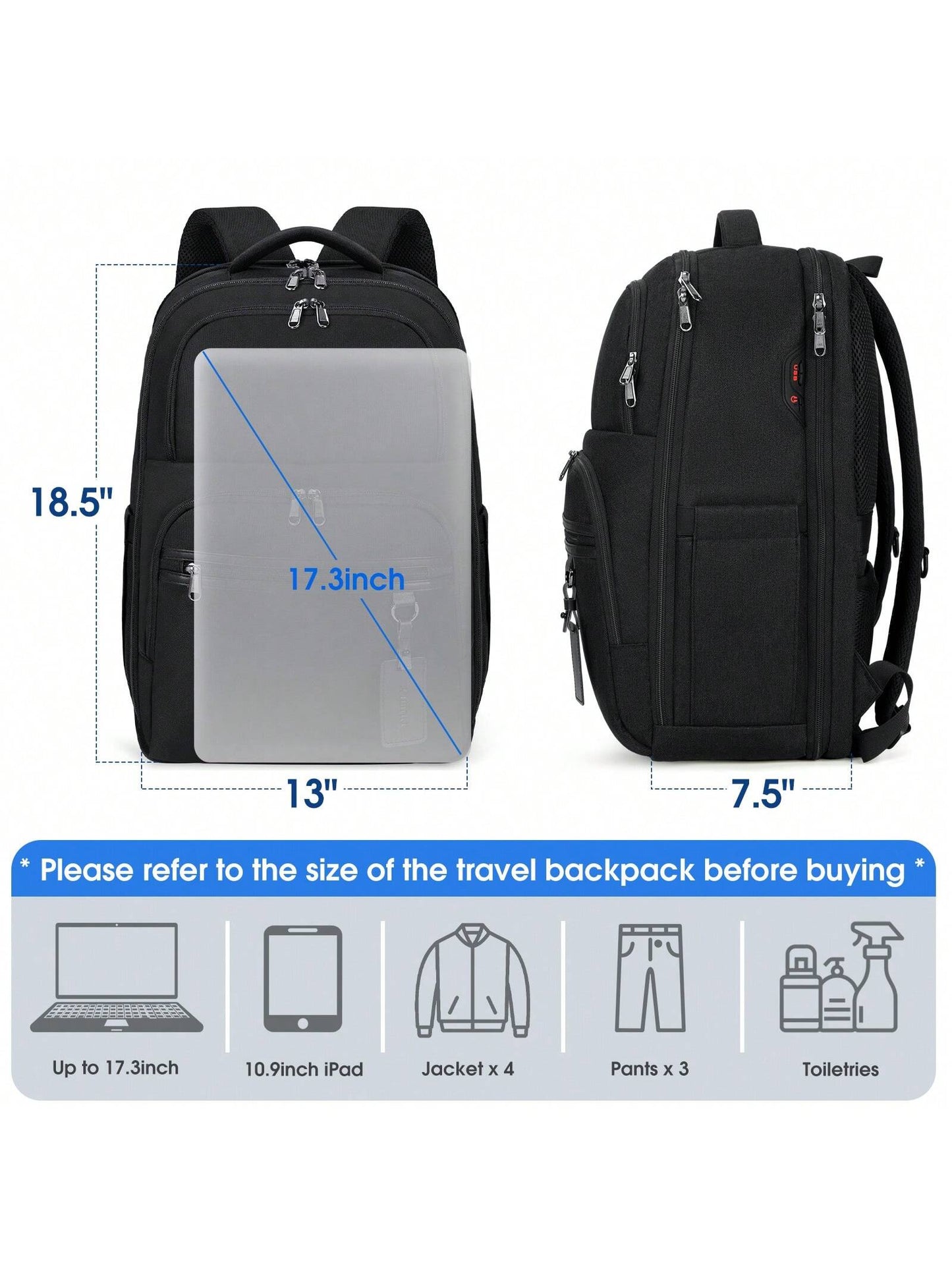 Laptop Backpack 17 Inch Large Business Travel Backpacks for Men Women Waterproof Computer Backpack for Work College Bookbag TSA Friendly Carry on Backpack with USB Port