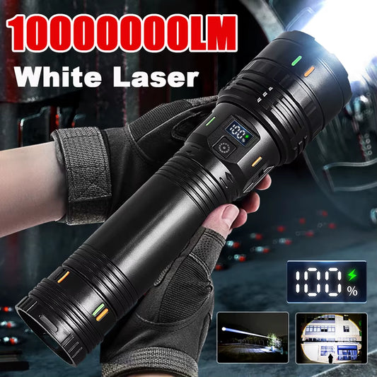 Super High Power LED Flashlight 10000000LM Rechargeable Torch Light for Outdoor Fishing Camping Waterproof Tactical Flashlights
