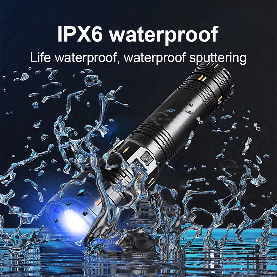 Super High Power LED Flashlight 10000000LM Rechargeable Torch Light for Outdoor Fishing Camping Waterproof Tactical Flashlights