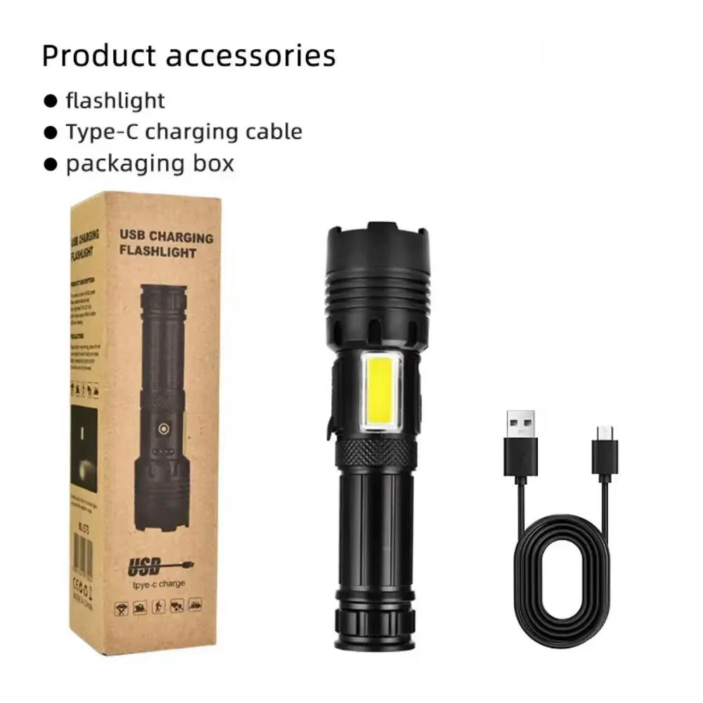 Super High Power LED Flashlight 10000000LM Rechargeable Torch Light for Outdoor Fishing Camping Waterproof Tactical Flashlights