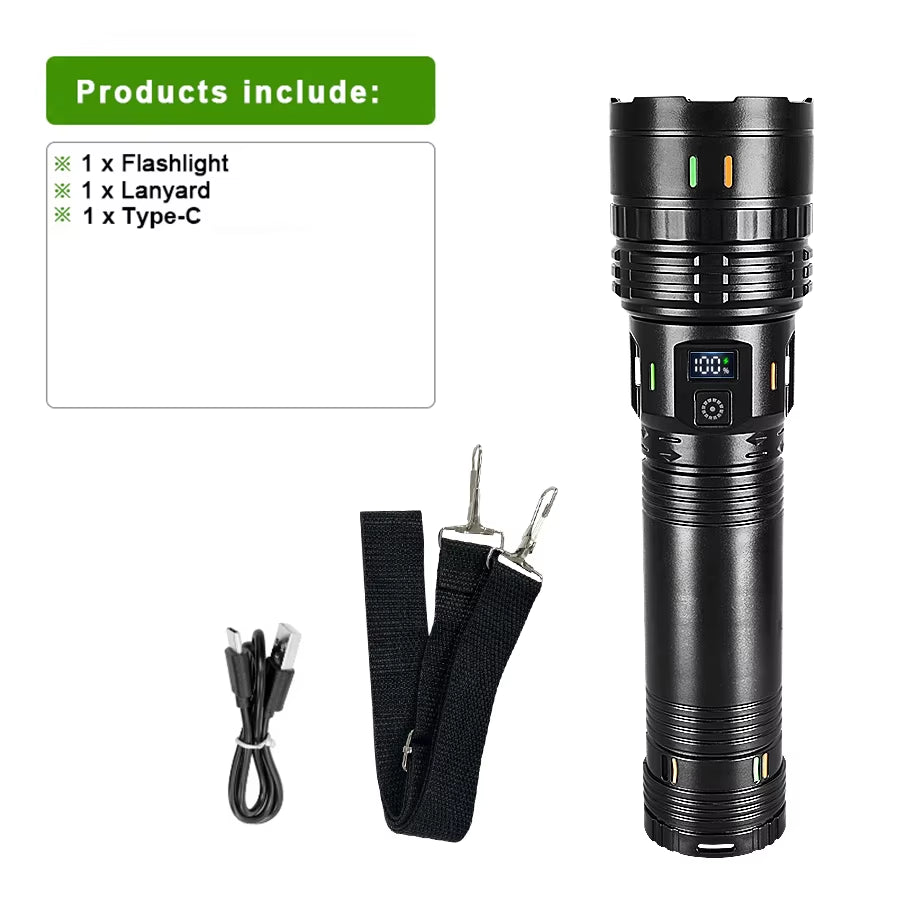 Super High Power LED Flashlight 10000000LM Rechargeable Torch Light for Outdoor Fishing Camping Waterproof Tactical Flashlights