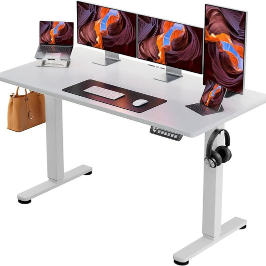 Height Adjustable Electric Standing Desk, Sit Stand up Desk, Memory Computer Home Office Desk with Two-Piece Desktop